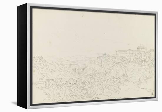Ravin coupé par un viaduc et une forteresse sur la hauteur-Pierre Henri de Valenciennes-Framed Premier Image Canvas