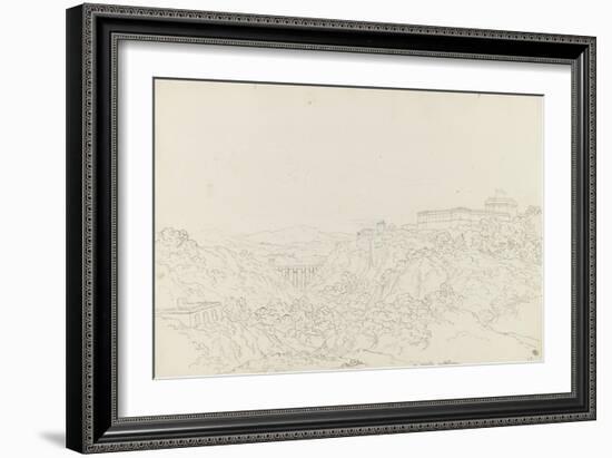 Ravin coupé par un viaduc et une forteresse sur la hauteur-Pierre Henri de Valenciennes-Framed Giclee Print