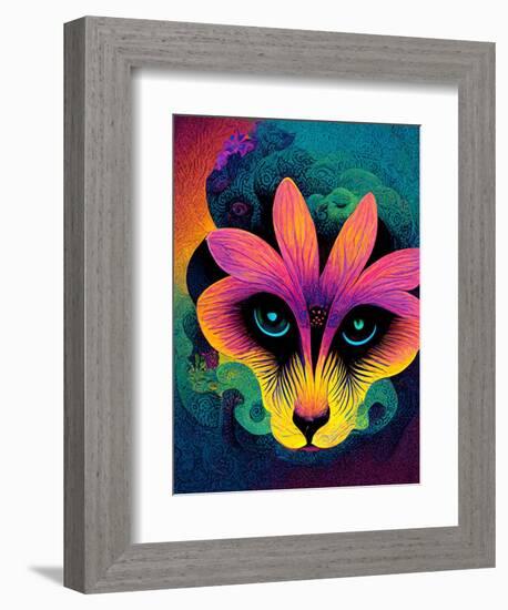 Raw Flower Fox-null-Framed Art Print