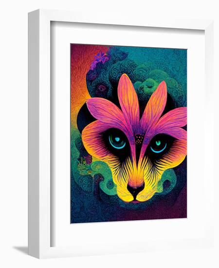 Raw Flower Fox-null-Framed Art Print