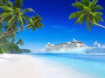 Couple Relaxing in Beach Chair at Beach with 3D Cruise Ship-Rawpixel-Photographic Print