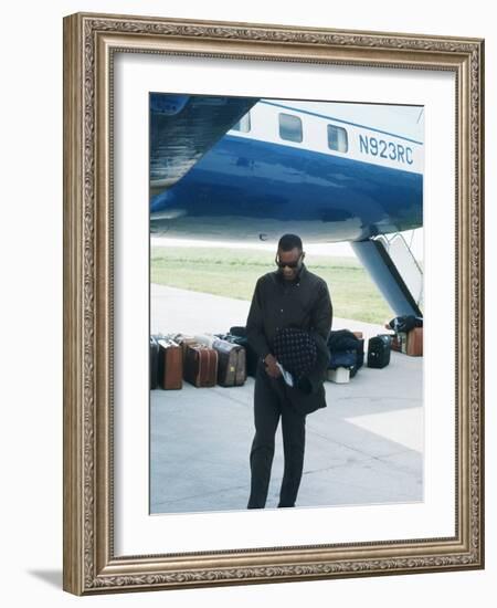 Ray Charles Beside His Private Jet-null-Framed Photo