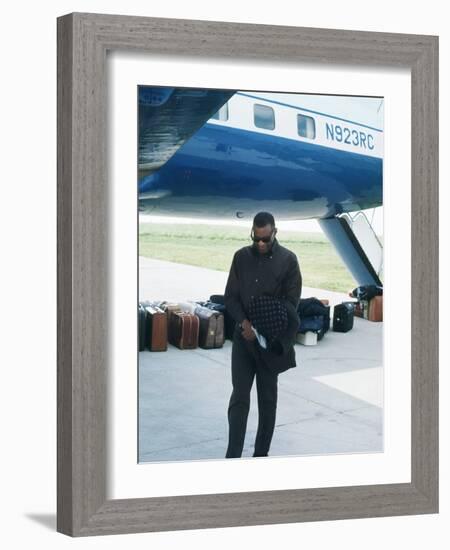 Ray Charles Beside His Private Jet-null-Framed Photo