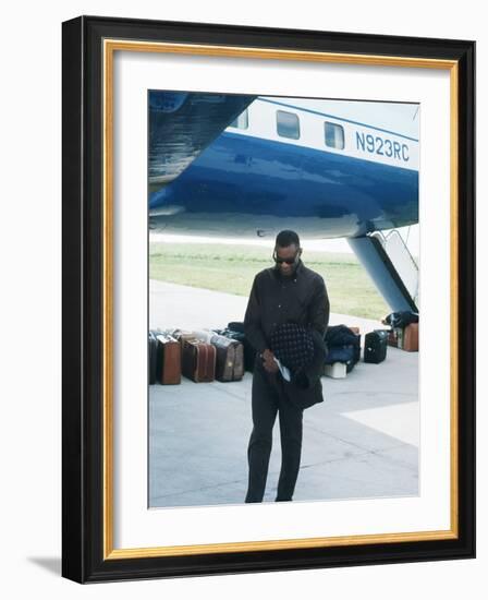 Ray Charles Beside His Private Jet-null-Framed Photo