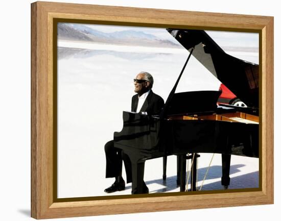 Ray Charles Filming a Peugeot Commercial, 1994-null-Framed Stretched Canvas