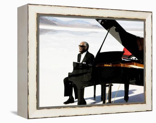 Ray Charles Filming a Peugeot Commercial, 1994-null-Framed Stretched Canvas