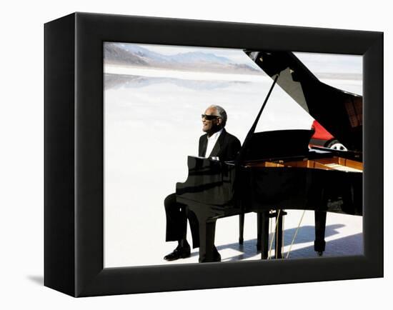 Ray Charles Filming a Peugeot Commercial, 1994-null-Framed Stretched Canvas