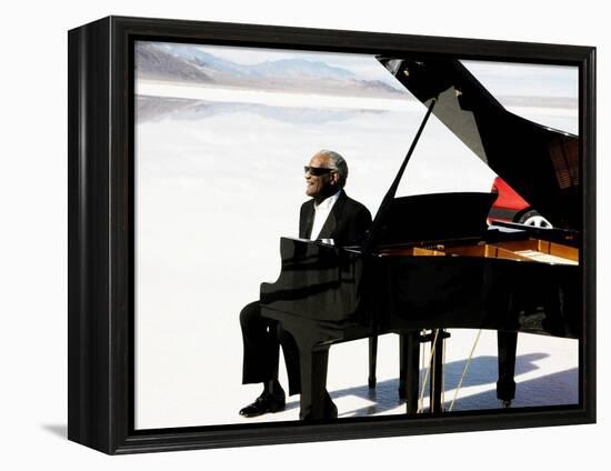 Ray Charles Filming a Peugeot Commercial, 1994-null-Framed Stretched Canvas