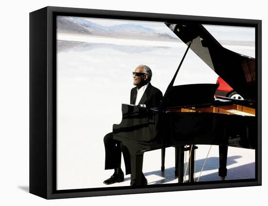 Ray Charles Filming a Peugeot Commercial, 1994-null-Framed Stretched Canvas