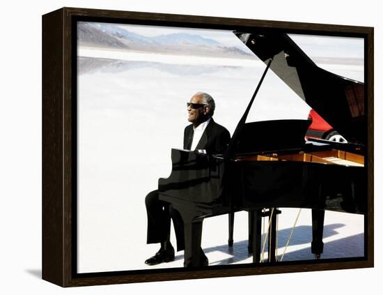 Ray Charles Filming a Peugeot Commercial, 1994-null-Framed Stretched Canvas