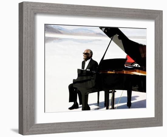 Ray Charles Filming a Peugeot Commercial, 1994-null-Framed Photo