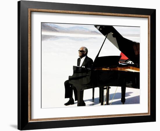 Ray Charles Filming a Peugeot Commercial, 1994-null-Framed Photo