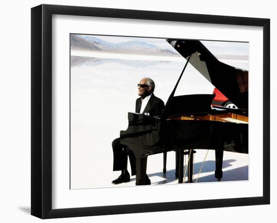 Ray Charles Filming a Peugeot Commercial, 1994-null-Framed Photo