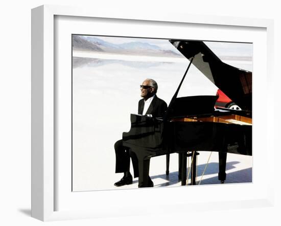 Ray Charles Filming a Peugeot Commercial, 1994-null-Framed Photo