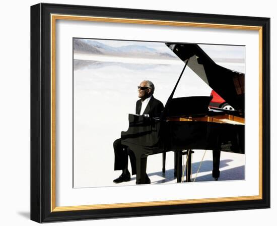 Ray Charles Filming a Peugeot Commercial, 1994-null-Framed Photo