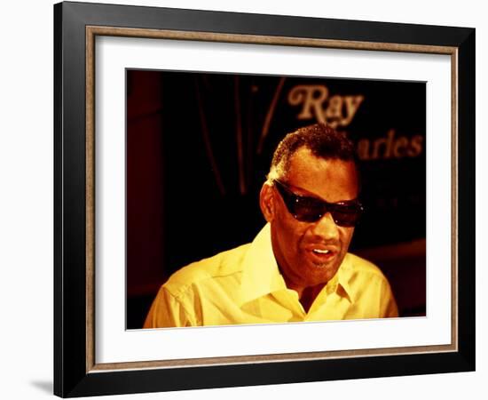 Ray Charles Filming for the BBC-null-Framed Photo