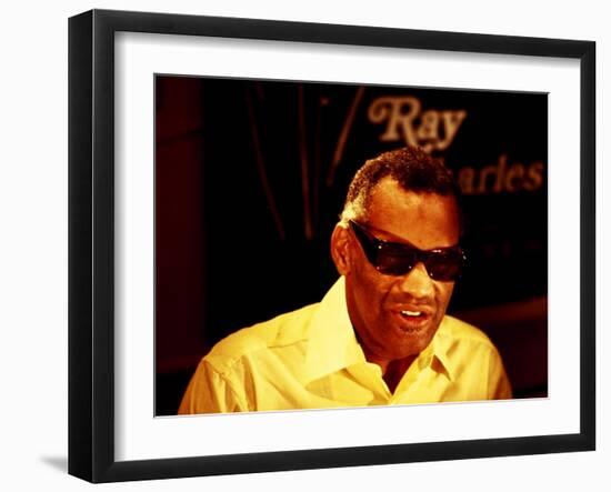 Ray Charles Filming for the BBC-null-Framed Photo