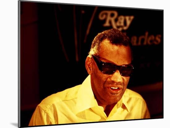 Ray Charles Filming for the BBC-null-Mounted Photo