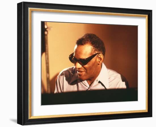 Ray Charles in the Recording Studio-null-Framed Photo