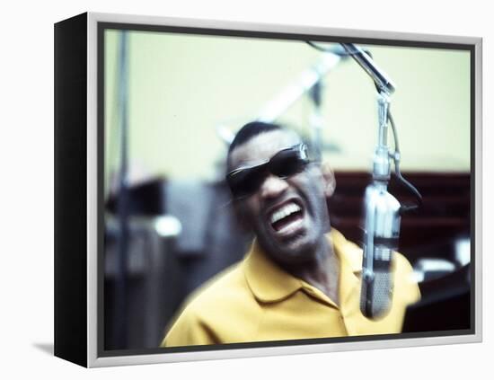 Ray Charles in the Recording Studio-null-Framed Stretched Canvas