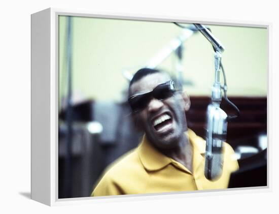 Ray Charles in the Recording Studio-null-Framed Stretched Canvas