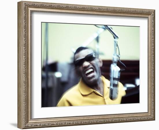 Ray Charles in the Recording Studio-null-Framed Photo