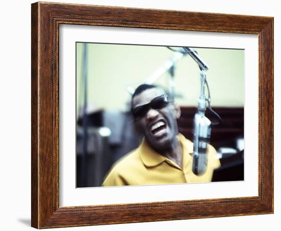 Ray Charles in the Recording Studio-null-Framed Photo