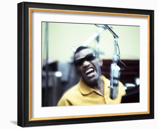 Ray Charles in the Recording Studio-null-Framed Photo