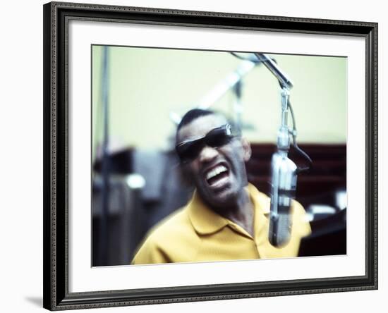 Ray Charles in the Recording Studio-null-Framed Photo