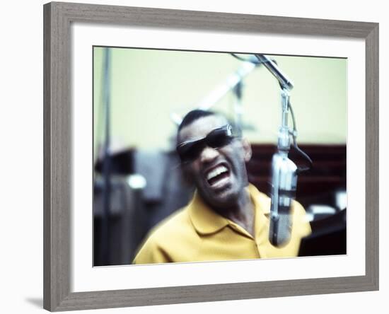 Ray Charles in the Recording Studio-null-Framed Photo