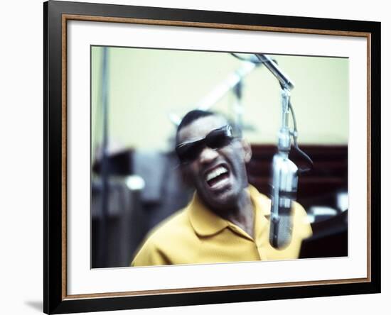 Ray Charles in the Recording Studio-null-Framed Photo