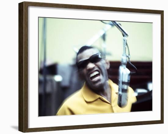 Ray Charles in the Recording Studio-null-Framed Photo