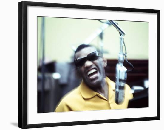 Ray Charles in the Recording Studio-null-Framed Photo