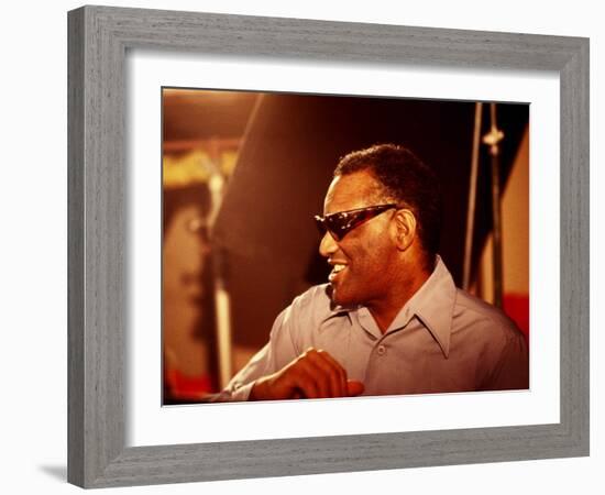 Ray Charles in the Recording Studio-null-Framed Photo