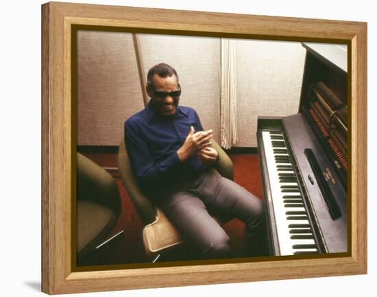 Ray Charles in the Recording Studio-null-Framed Stretched Canvas