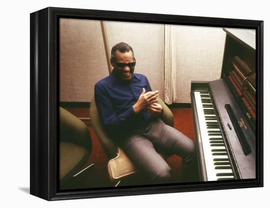 Ray Charles in the Recording Studio-null-Framed Stretched Canvas