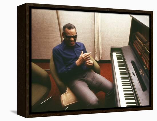 Ray Charles in the Recording Studio-null-Framed Stretched Canvas