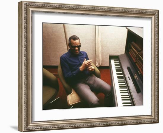 Ray Charles in the Recording Studio-null-Framed Photo