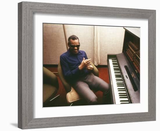 Ray Charles in the Recording Studio-null-Framed Photo