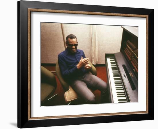 Ray Charles in the Recording Studio-null-Framed Photo