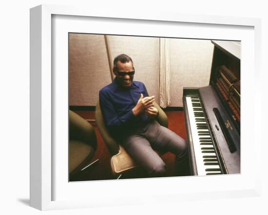 Ray Charles in the Recording Studio-null-Framed Photo