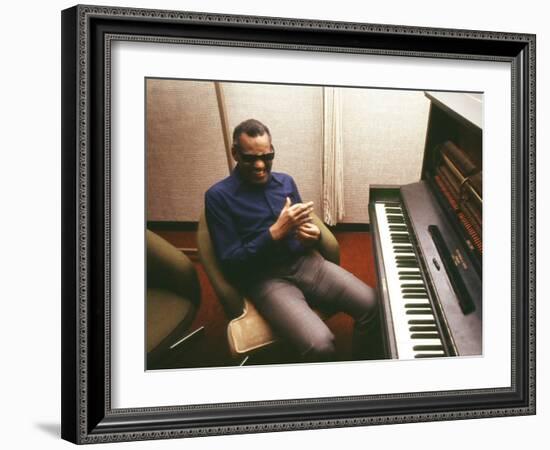 Ray Charles in the Recording Studio-null-Framed Photo