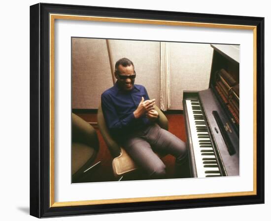 Ray Charles in the Recording Studio-null-Framed Photo