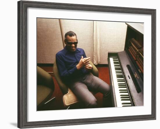 Ray Charles in the Recording Studio-null-Framed Photo