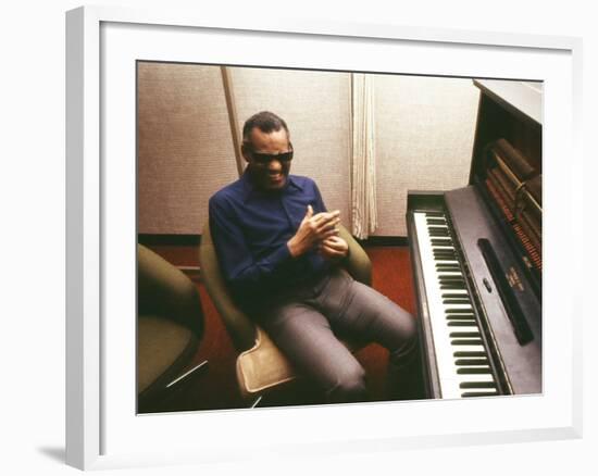 Ray Charles in the Recording Studio-null-Framed Photo