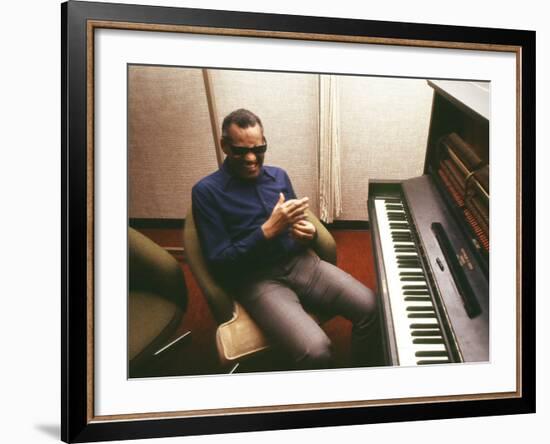 Ray Charles in the Recording Studio--Framed Photo
