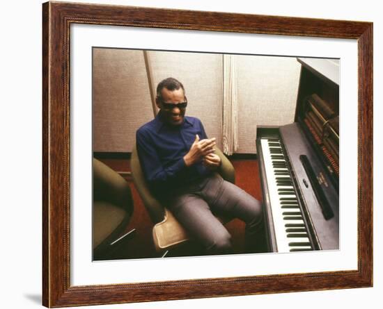 Ray Charles in the Recording Studio-null-Framed Photo