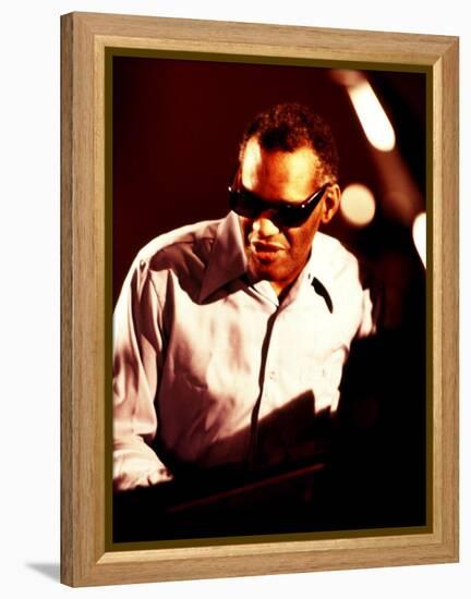 Ray Charles in the Recording Studio-null-Framed Stretched Canvas