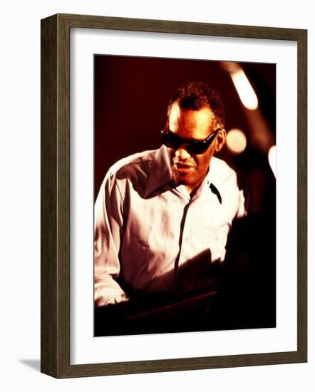 Ray Charles in the Recording Studio-null-Framed Photo