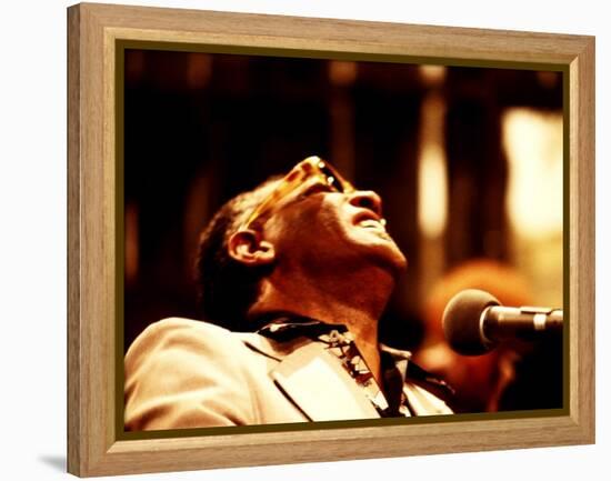 Ray Charles in the Recording Studio-null-Framed Stretched Canvas